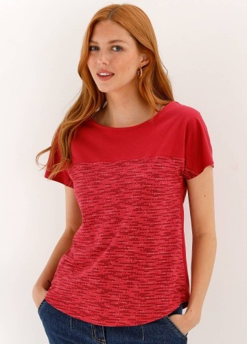 Tričko s kulatým výstřihem a potiskem melíru