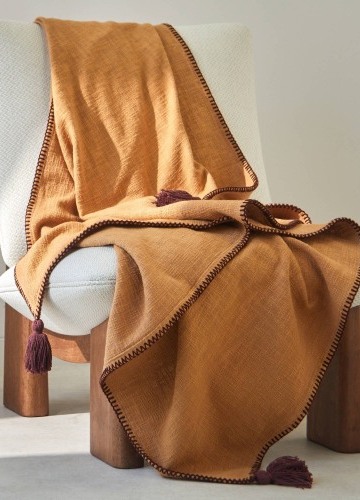 Jednofarebný pléd z textúrovanej bavlny