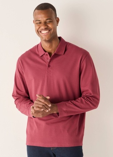 Jednobarevné polo tričko s dlouhými rukávy