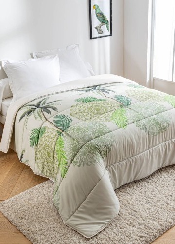 Přikrývka z mikrovlákna s potiskem tropických listů 200g/m2