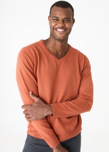 Pulovr s výstřihem do V, 100% akryl