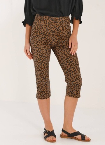 Úzké 3/4 kalhoty s potiskem zvířecí srsti