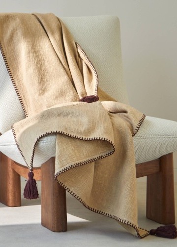 Jednobarevný pléd z texturované bavlny