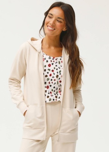 Bunda na zip s kapucí, česaný molton