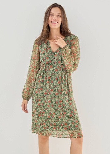 Krátke voálové šaty s potlačou