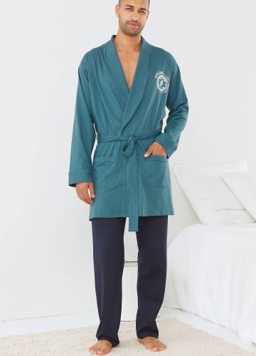 Krátký jednobarevný župan s motivem