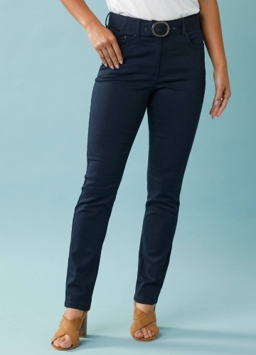 Rovné kalhoty s páskem, pro menší postavu