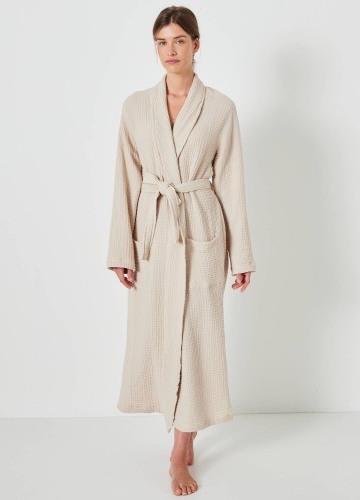 Jednobarevný župan z trojité bavlněné gázoviny