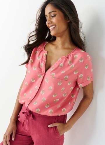 Blúzka s krátkymi rukávmi a potlačou kvetín