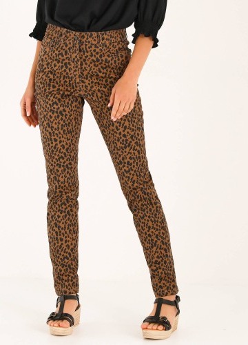 Úzké dlouhé kalhoty s potiskem zvířecí srsti