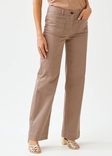 Široké keprové kalhoty s vysokým pasem, pro střední výšku postavy