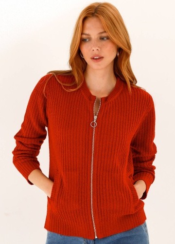 Svetr na zip, s hladkým vzorem