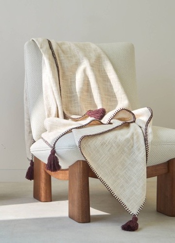 Jednofarebný pléd z textúrovanej bavlny