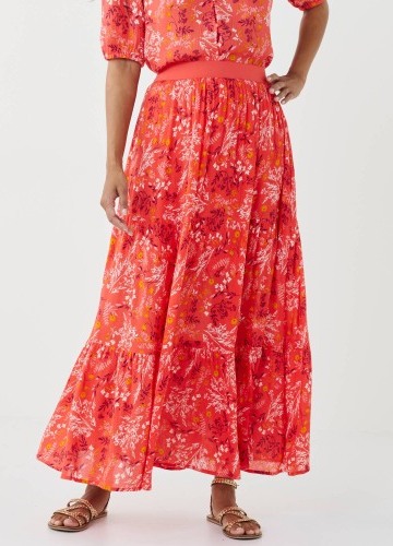 Dlouhá volánová sukně s potiskem květů