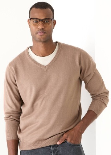 Pulovr s výstřihem do V, 100% akryl