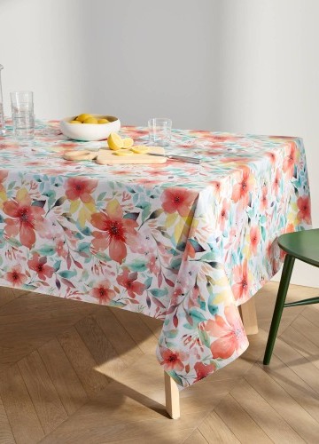 Voskovaný ubrus s potiskem ibiškových květů