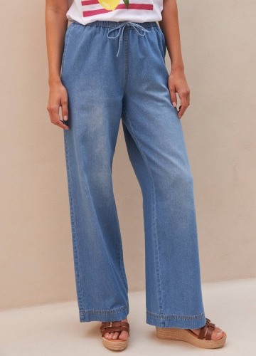 Široké džínsy s pružným pásom