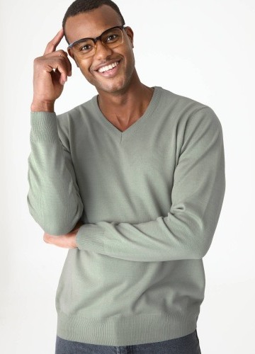 Pulovr s výstřihem do V, 100% akryl