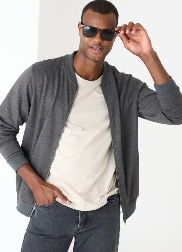 Mikina s kulatým výstřihem, na zip