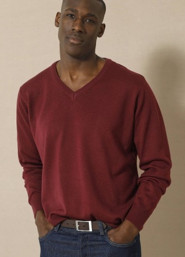 Pulovr s výstřihem do V, 100% akryl