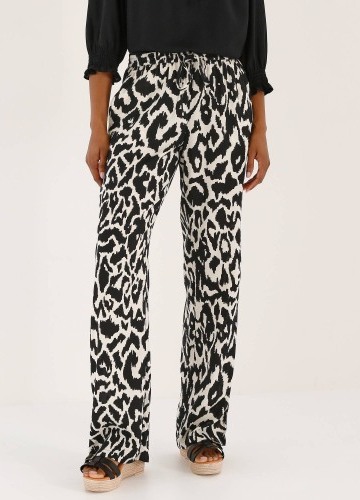 Široké nohavice s pružným pásom a potlačou