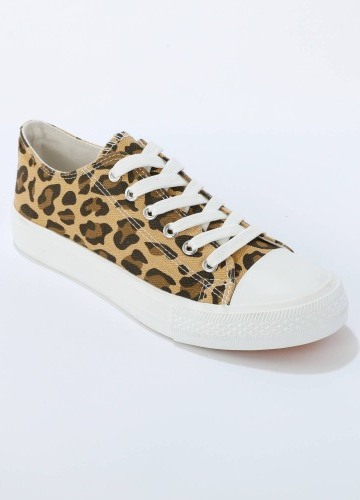 Plátěné tenisky s tkaničkami a leopardím vzorem