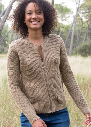 Svetr na zip, s hladkým vzorem