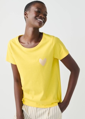 Jednofarebné tričko s potlačou zlatého srdiečka