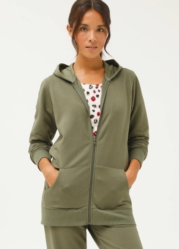 Bunda na zip s kapucí, česaný molton