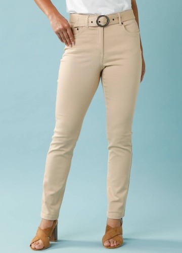 Rovné kalhoty s páskem, pro menší postavu