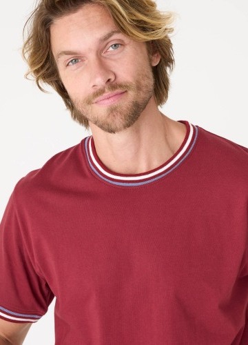 Tričko s krátkými rukávy a proužkovanými lemy