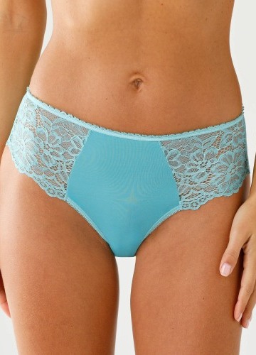 Sada 2 kalhotek tanga s vysokým pasem z krajky a mikrovlákna