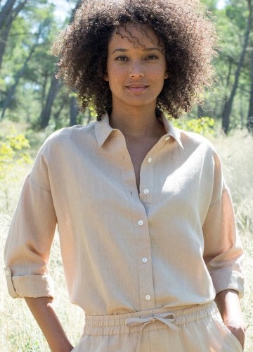 Košeľa zo zmesi bavlny a ľanu