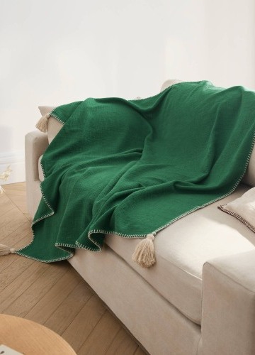 Jednobarevný pléd z texturované bavlny