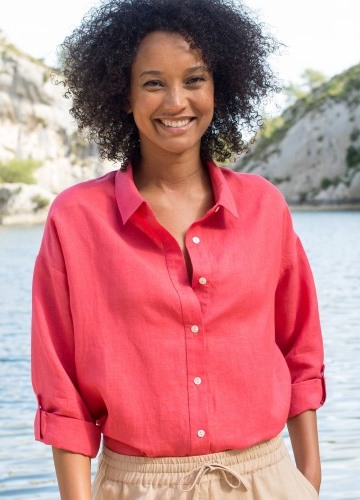 Košeľa zo zmesi bavlny a ľanu