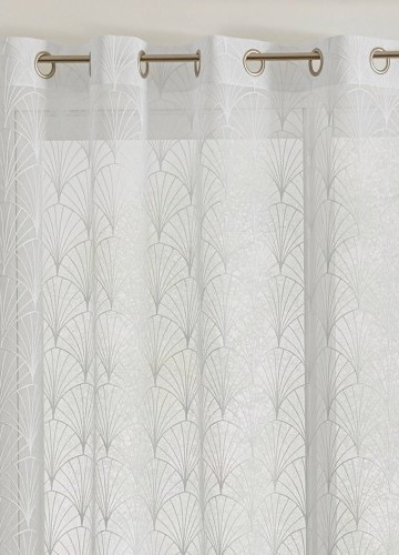 Voálová záclona se vzorem art deco, zakončení očky