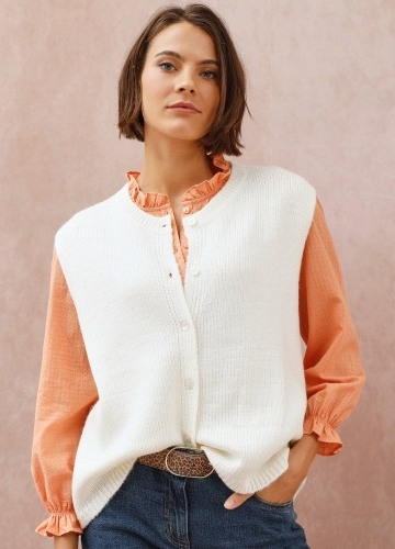 Úpletová voľná vesta na gombíky