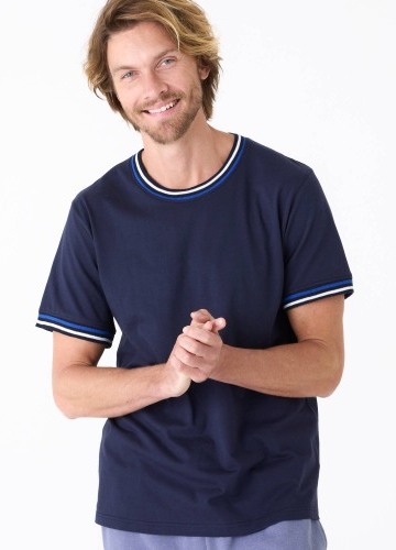 Tričko s krátkými rukávy a proužkovanými lemy