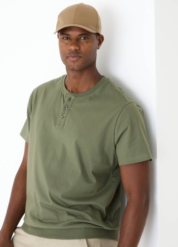 Tričko Henley s výstřihem na knoflíčky a krátkými rukávy, z bio bavlny