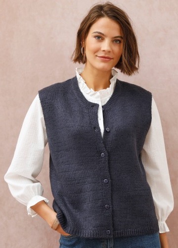 Úpletová voľná vesta na gombíky