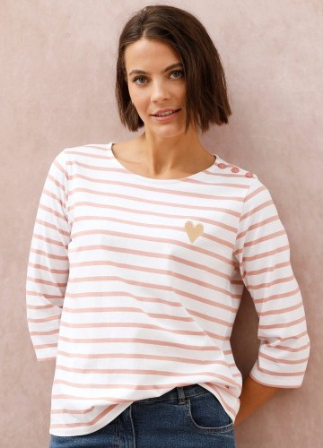 Pruhované tričko s výšivkou srdce, bio bavlna