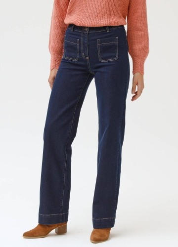 Široké džíny s vysokým pasem pro postavu 160 až 165 cm