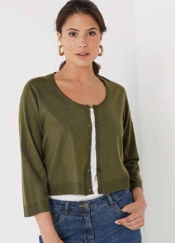 Úpletové bolerko na knoflíčky s 3/4 rukávy