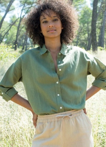 Košeľa zo zmesi bavlny a ľanu