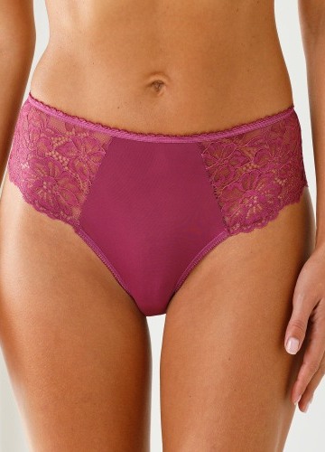 Sada 2 kalhotek tanga s vysokým pasem z krajky a mikrovlákna