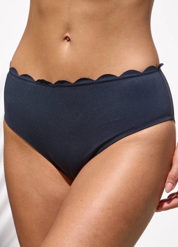 Plavkové jednobarevné kalhotky maxi Gaona s vlnkovaným zakončením