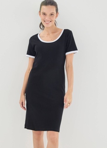 Jednofarebné krátke džersejové šaty