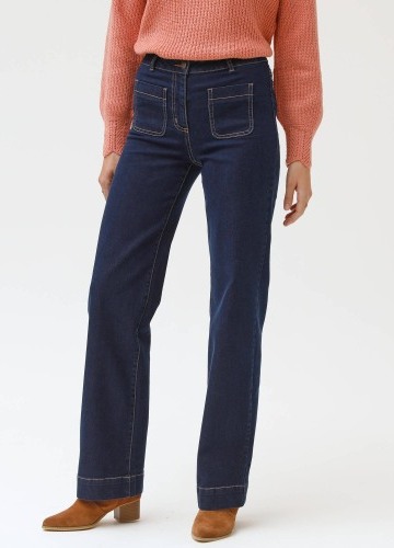 Široké džíny s vysokým pasem pro postavu více než 165 cm