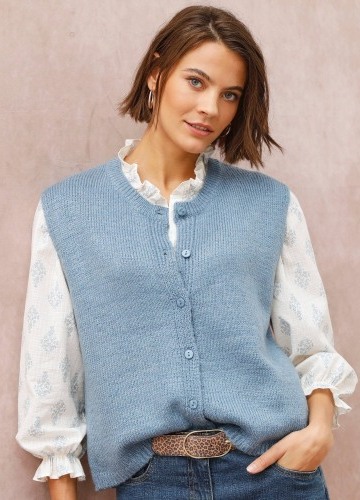 Úpletová voľná vesta na gombíky