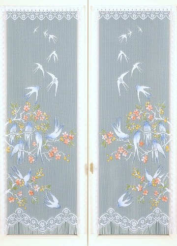 Rovná záclona s motivem vlaštovek, 1 pár